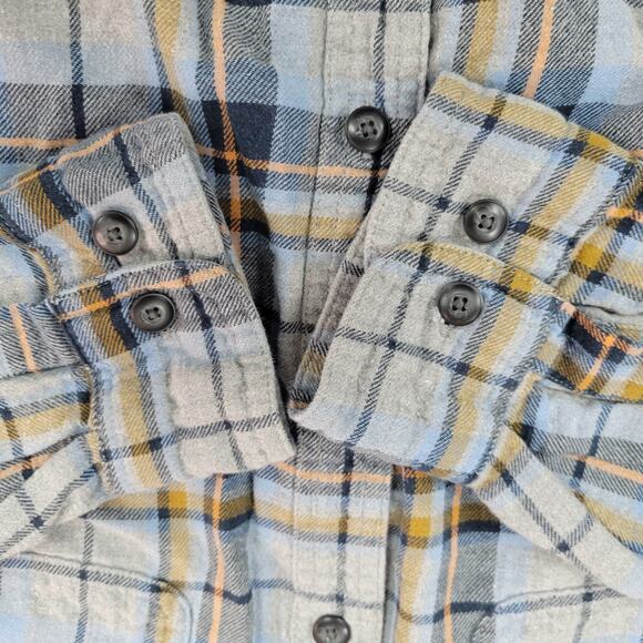 Sonoma Mens Medium Blue Brown Plaid Button Up Shirt - Picture 5 of 8